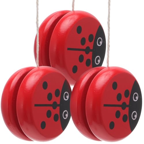 Toyvian Ladybug Yoyo - 3 unidades para niños Yoyo Ladybug Yoyo Yoyo - Bolas para niños, juguete de madera