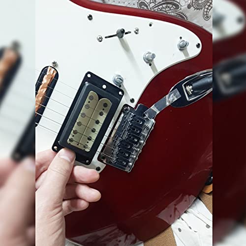 Zarsio Flat Metal Humbucker Pickup Mounting Ring Set Electric Guitar Pickup Frame Mounting Ring With Screws Bridge Neck Pickups Cover Frame Replacement Part (Black) #TOP4