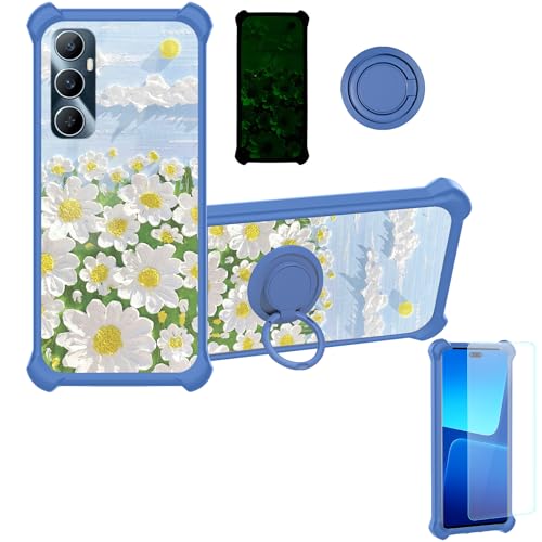 jioeuinly Case Compatible for Realme C65 Phone Case Cover [with Tempered Glass Screen Protector][Hard PC + Soft Silicone][Ring Support] [Luminous Effect] YGL-CJ