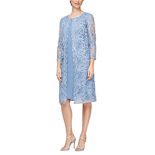 Image of Alex Evenings Womens Midi Scoop Neck Shift Dress with Jacket (Petite and Regular)