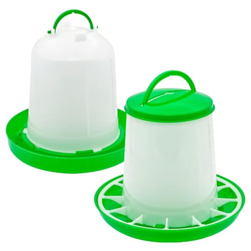 STI Set Mangiatoia kit distributore mangime acqua per polli pollame galline alta qualità 3kg + Abbeveratoio 3L Verde