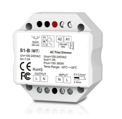 Variateur LED Triac bouton commande PK1 pour interrupteur variateur encastrable AC