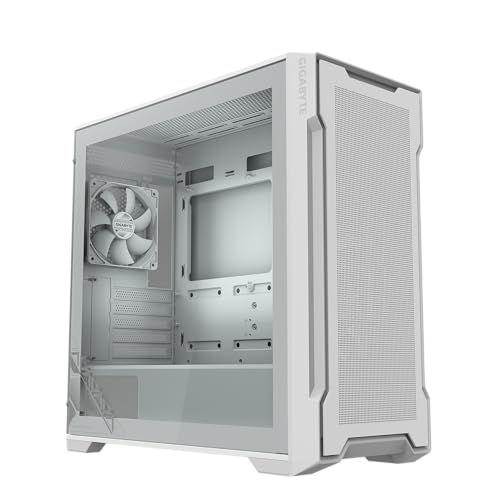 GIGABYTE C102 Glass Ice GB-C102GI Boîtier de Jeu PC en Verre trempé avec 2 Ventilateurs de 120 mm Blanc