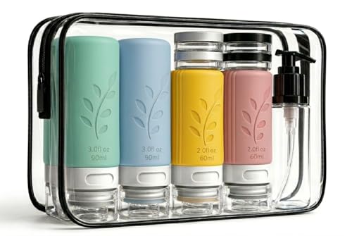 Unigo Silicone Travel Bottles Set with Labels and Brush