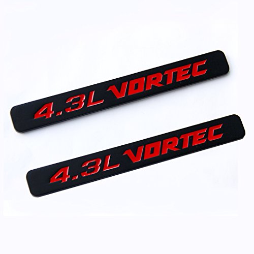 Emblemas para motor Vortec de 4,3 L en negro mate y rojo 3D para Silverado Z71