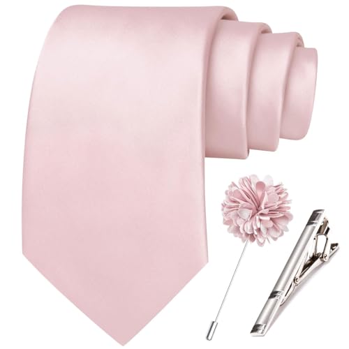 Image of Hi-Tie Men's Extra Long Solid Satin Tie Set 63 Inch /70 Inch Formal Necktie