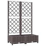 vidaXL Jardinera con Enrejado Macetero Soporte Caja Plantador Flores Plantas Jardín Patio Terraza Balcón Decoración PP Marrón 80x40x121,5 cm