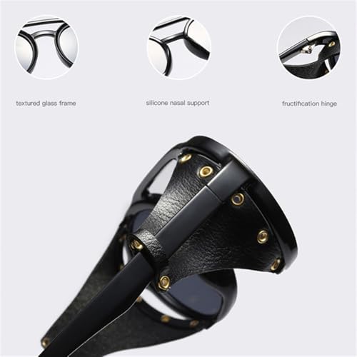 ZIUTNSAV-Round Leather Sunglasses Women Steampunk Rivet Sun Glasses Men Lady UV400 Eyeglasses Shades2
