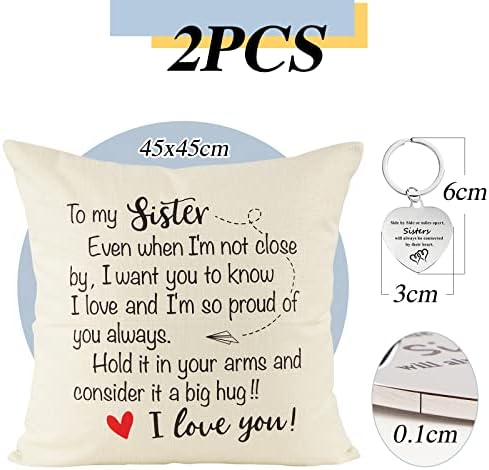 Sister Gift from Sister Brother, Funny Cushion Cover with Keychain Soul Sister Bestie Best Friends Christmas Birthday Gift
