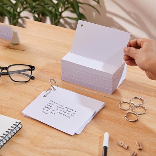 Image of AccuPrints Unruled Index Flash Card - 3x5 inch, White, 200 Cards, 220 GSM - with Free Binder Rings for Short Notes, Cue Cards, Exam, Interview Preparation (3x5 inch Plain - 200 Sheets)