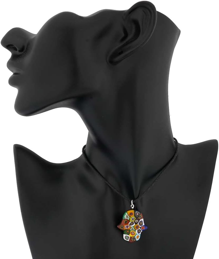 Glass Of Venice Murano Glass Millefiori Hamsa Pendant - Multicolor