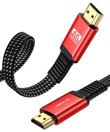 JSAUX Cable HDMI 7.5 Metros [4K @ 60Hz, 2.0, 18Gbps] Ultra Alta Velocidad Plano   Soporte 3D HDR UHD 2160p 1080p Ethernet ARC para PS3/4 TV PC   Rojo