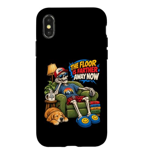 Funny Skeleton The Floor Is Farther Away Funny Gen X Aging �X�}�z�P�[�X iPhone X/XS �p