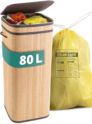 Mlleimer Mit Deckel Schwarz MidingChai Gelber Sack Stnder  100 Liter,  Mit Deckel & Transparentem Fenster  Stabiler Mllsackhalter Fr Kche &  Haushalt 100 Liter Gelber Sack Behlter