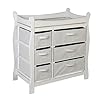Badger Basket Sleigh Style Baby Changing Table with 6 Storage Drawers and Pad White