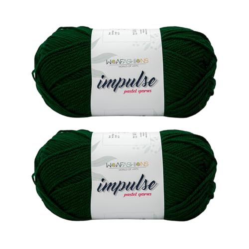 Image of WOAFashions Impulse Hand Knitting & Crochet Yarn, Premium Acrylic, 4 : Medium (Rain Forest) (2x100gms / 3.5oz / 200mtr / 218yds)