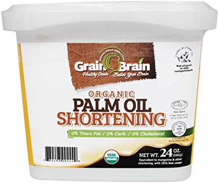 Grain Brain Organic Palm Shortening (24 oz) Pure and Natural, Sustainable Certified ,Non-Hydrogenated