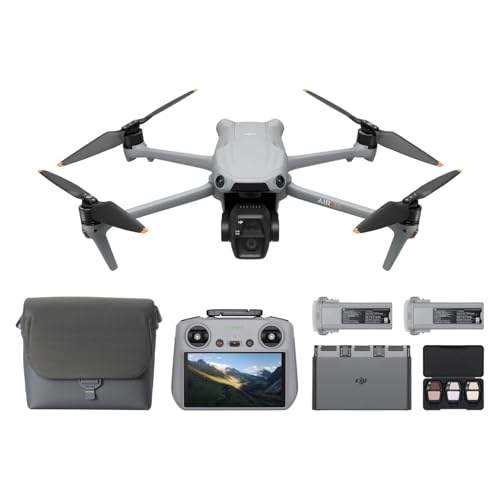 DJI Air 3S Fly More Combo (RC 2 Fernsteuerung mit Bildschirm), Drohne mit 1" CMOS Weitwinkel- & mittlerer Telekamera für Erwachsene, 4K/60fps, omnidirektionale Erkennung & 3 Akkus für längere Flugzeit