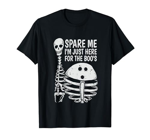 Im Just Here For The Boos Halloween Divertente Scheletro Fantasma Maglietta