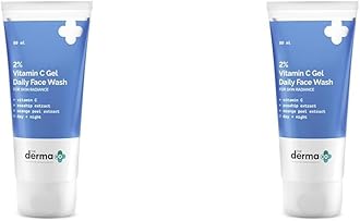 The Derma Co 2% Vitamin C Gel Daily Face Wash with Vitamin C, Rosehip & Orange Peel Extract for Glowing Skin - 80ml (Pack of 2)