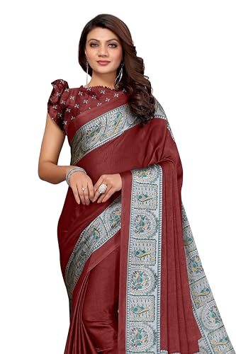 Image of MIRCHI FASHION Women Saree Chiffon Chintz Motif | Breathable Lightweight Border Pallu Printed Sari for Office and Daily Use (Available in 15 designs)