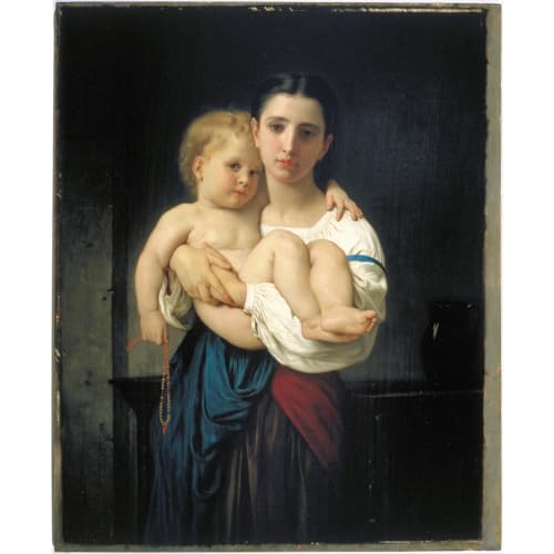 Poster Bouguereau Sœur aînée ARTICULOZY | Grand poster mural salon chambre 76x101cm