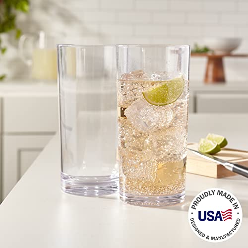Us Acrylic Classic Clear Plastic Reusable Drinking Glasses (Set Of 6) 24Oz Iced-Tea Cups | Bpa-Free Tumblers, Made In Usa | Top-Rack Dishwasher Safe #TOP1