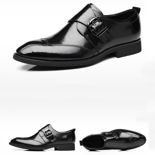 Men's Leather Monk Strap Oxford Dress Shoes Classic Cap Toe Derby Shoes Fashion Business Formal Shoes Breathable Wedding Shoes3