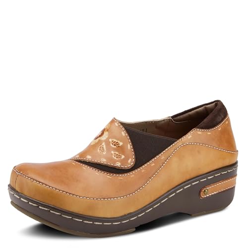 Image of Spring Step L'artiste Burbank Leather Clogs for Women | Designer Hand-Painted Slip-On Shoes | Ladies Casual Platform Clog