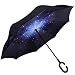 G4Free Double Layer Inverted Umbrella Cars Reverse Umbrellas, Windproof UV Protection Large Straight Umbrella for Car Rain Outdoor With C-Shaped Handle Starry Night (A Starry sky)
