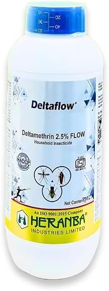 Deltamethrin 2.5% FLOW Deltaflow Household Insecticide for Control of Cockroaches, Houseflies & Mosquitoes, 1L, Liquid