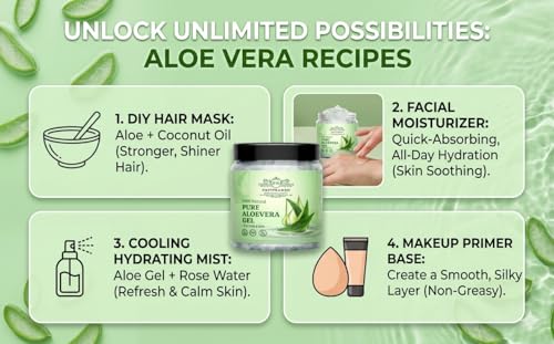 Image of Pure Aloe Vera Gel for Hair & Skin, 100g, with Vitamin E, No Paraben, No Synthetic Fragrance (100)