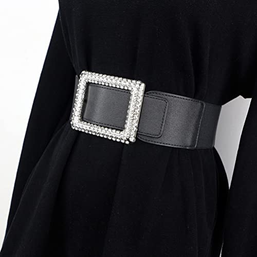 Bling Bling Rhinestone Women Belt for Dresses Wide Sparkle Elastic Waist Bands Accessory3