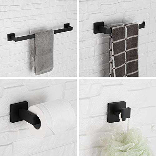image for LuckIn 24 Inch 4 Pieces Matte Black Bathroom Accessories Set, Modern B