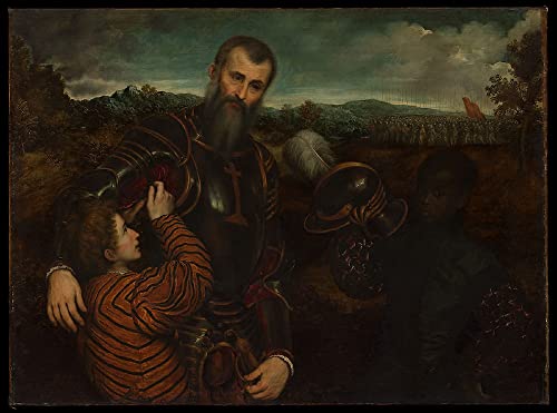 Toile Portrait d'homme en armure Paris Bordone affiche murale 60x90