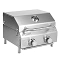 Bestfire Tabletop Gas Grill 2 Burners, 20,000 BTUs Stainless Steel Portable Propane Grill with Legs for Outdoor Patio Backyard Camping, Tailgating, and RV Trips