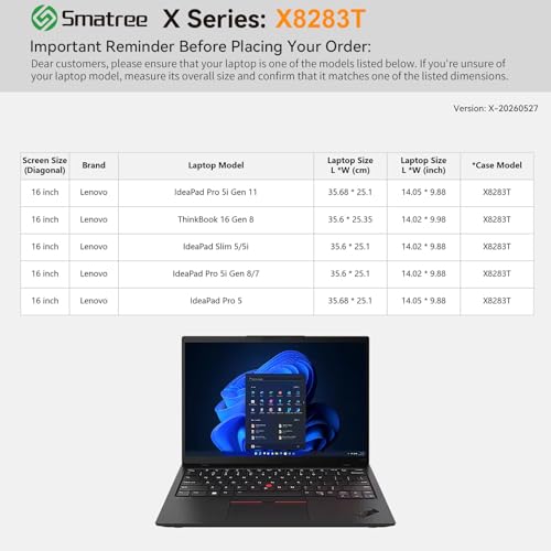 Image of Smatree Hard EVA Protective Sleeve Compatible for 16 inch Lenovo ThinkBook 16 Gen 8, for 16 inch IdeaPad Slim 5i /5, for Lenovo IdeaPad Pro 5 /5i, Waterproof and Anti-Shock Laptop Case, White (X8283TW)