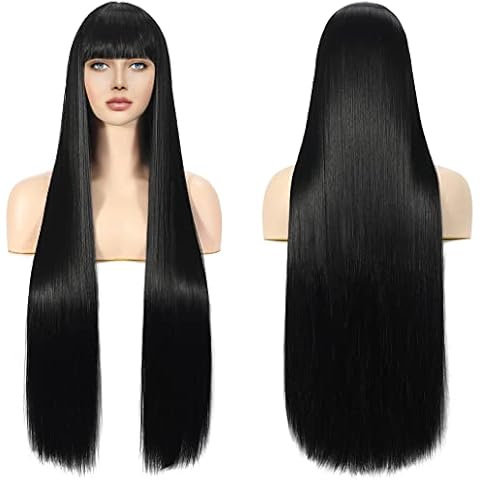 Perücke Schwarze Lang Gerade Wig Cover