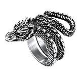 U7 Stainless Steel Vintage Dragon Ring for Men Women Cocktail Party Statement Biker Ring Rero Jewelry Full Dragon Wrap Rings, Size 8