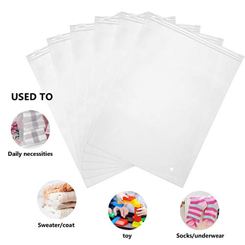 Enpoint 2 Gallon Clear Ziplock Shipping Bags, 50 Count 14X18 Inch Plastic Bags For Clothes, Frosted Zipper Poly Bags For Packaging Sweaters, Hoodies, Women Shoe, Sewing Projects, 3 Mil #TOP4