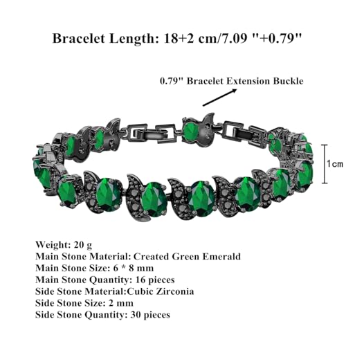 Image of LMXXVJ Fashion Tennis Bracelet Created Emerald White Gold Plated Charm Bracelet Gifts Jewelry for Women