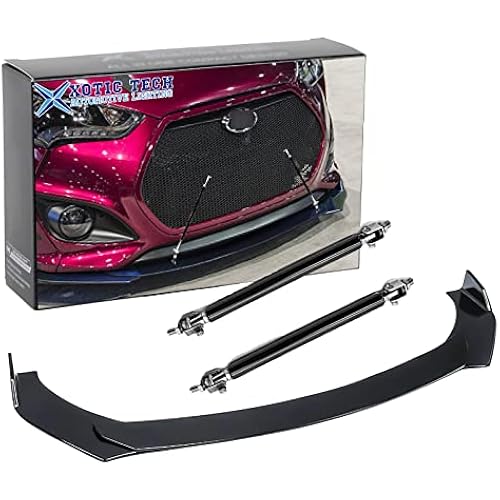 x xotic tech Universal Front Bumper Lip Chin Spoiler Splitter Diffuser Guard Wing Protector Trim Car Body Kit with Adjustable 8"-11" Support Splitter Rod-Black