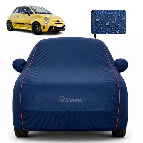 Image of Car Cover for Fiat Abarth 595 | 100% Waterproof Heavy-Duty 3-Layer Car Body Cover | All-Weather Rain, UV, Sun & Dust Protection | Custom Fit | Mirror & Antenna Pockets | Navy Blue