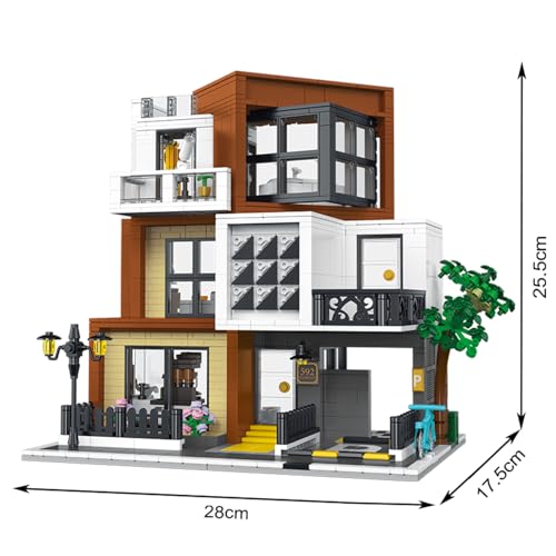 Image of Modern Villas LED Lights Apartment Architecture Building Kit,3 Tier Villas Building Blocks Mould Toy,for 12+ Years Teenager,Adults (1399pcs)