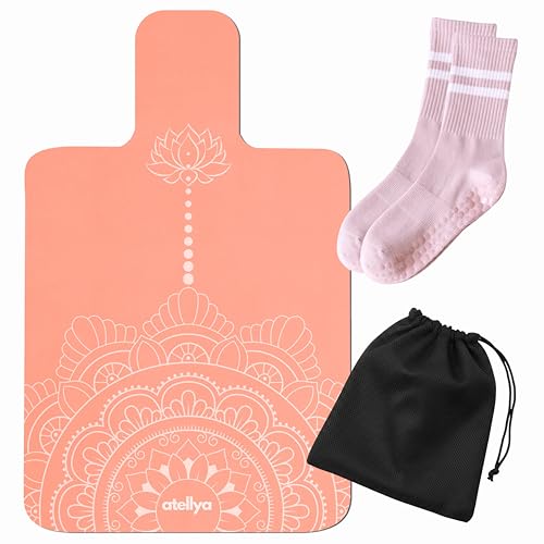 Atellya Tapis de Pilates avec chaussettes antidérapantes pour femme et sac en maille
