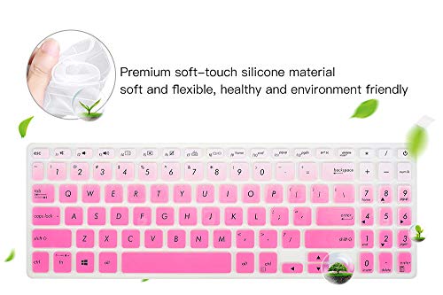 Keyboard Skin Cover For Asus Vivobook S512 S530Ua S530Fa / Asus Vivobook F512Da F512Fa F512Ja X512Fa X512Da X515Ja Keyboard Cover Protective Skin, Asus Vivobook 15.6 Accessories, Ombre Pink #TOP4