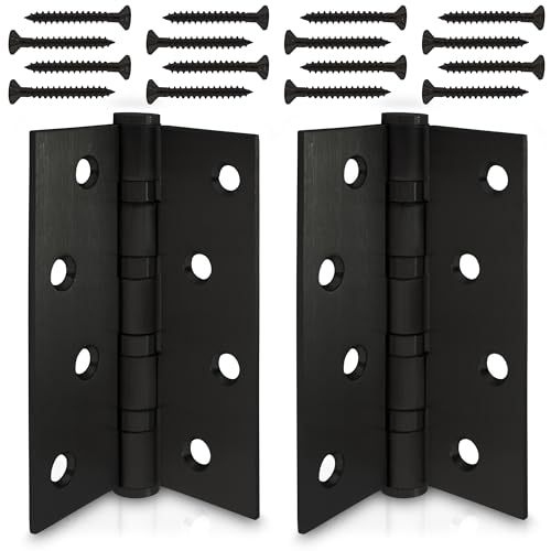 ECENCE Bisagra para Puerta de Acero Inoxidable 304 (V2A) 2 Piezas - Negro - Bisagra herraje con rodamiento cuádruple de bolas, Grosor de material 2,5 mm