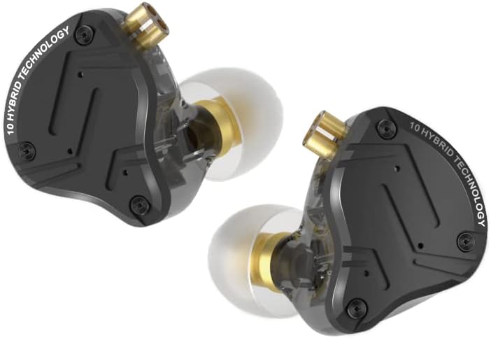 KZ ZS10 PRO X In-Ear Earphone, 4BA+1DD Hybrid Driver HIFI Earbuds, Wired Headphones with 0.75mm 2-Pin Cable for Audiophile Musician Stage (PRO X Black, No Microphone)