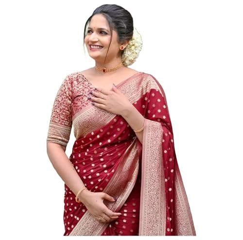Image of Women's Kanjivaram Soft Silk Banarasi Saree With Blouse Piece | Banarasi Sari For Women | Saree with Blosepiece