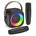 Jeefu Karaoke Maschine mit 2 Karaoke Mikrofon, Tragbaren Bluetooth Lautsprecher für Erwachsene/Kinder, Geschenk Spielzeug Junge 3-15 Jahre, Mini Karaoke Maschine mit Disco Licht, Ideal für Party